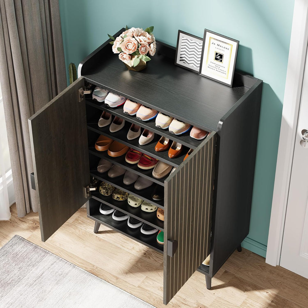 Tribesigns Shoe Cabinet with Doors, 7-Tier Shoe Storage Cabinet with Adjustab...