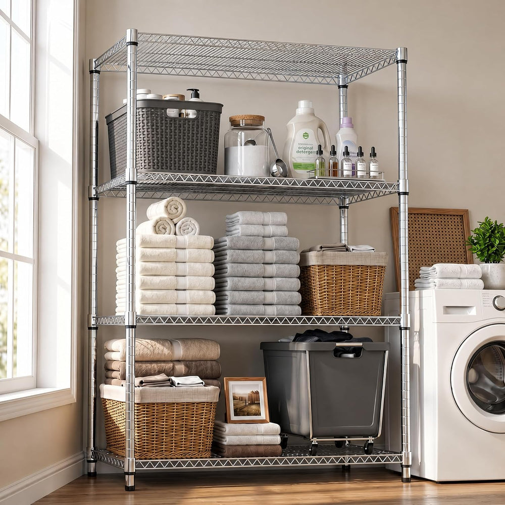 M MZG 4-Shelf Heavy Duty Garage Shelving Wire Adjustable Storage Rack for Kit...