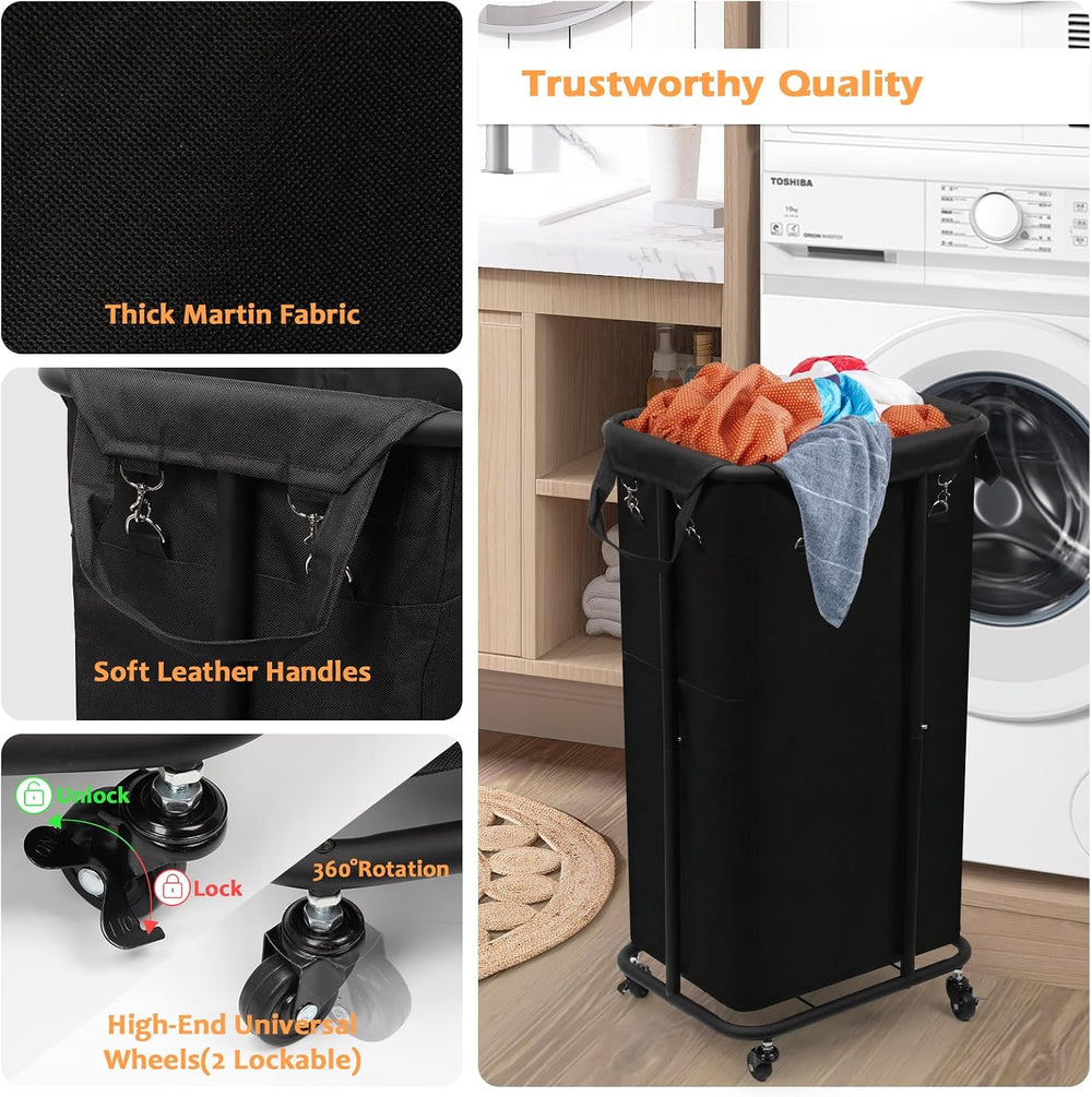 Longzhuo 180L Laundry Basket with Wheels, Rolling Laundry Basket with Removab...