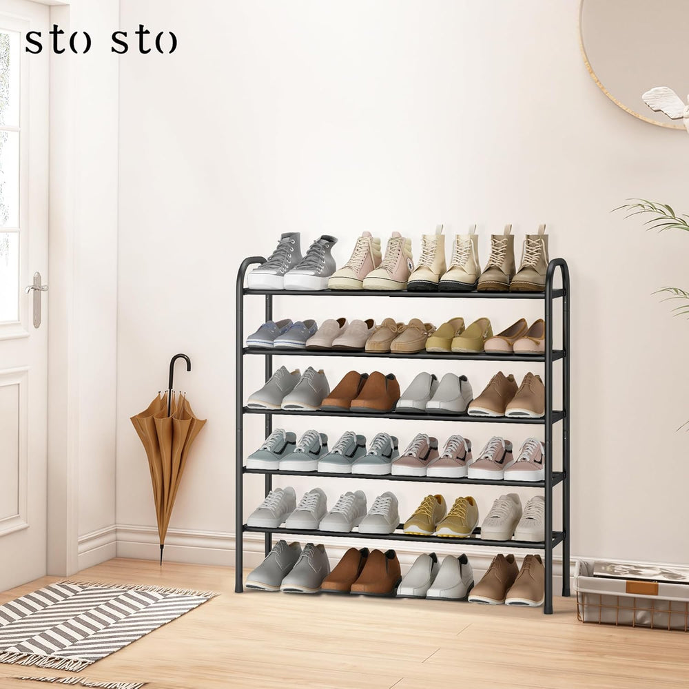 STO STO Expandable Shoe Rack, 5-Tier Metal Shoe Rack for Closet, Up to 24 Pai...