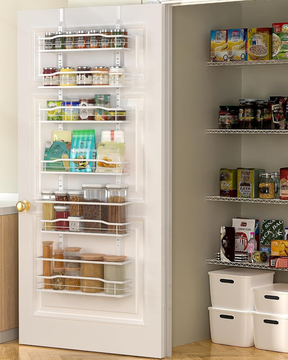 Moforoco White 6-Tier Over Door Pantry Organizer, Pantry Organization Storage...