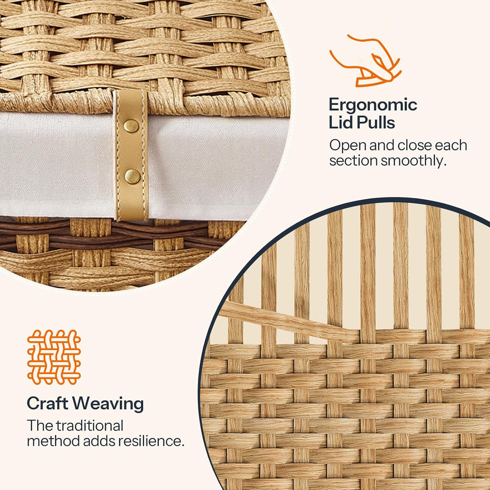 HOOBRO Storage Basket with Lid, 42.3 Gallon (160L) Wicker Storage Basket with...