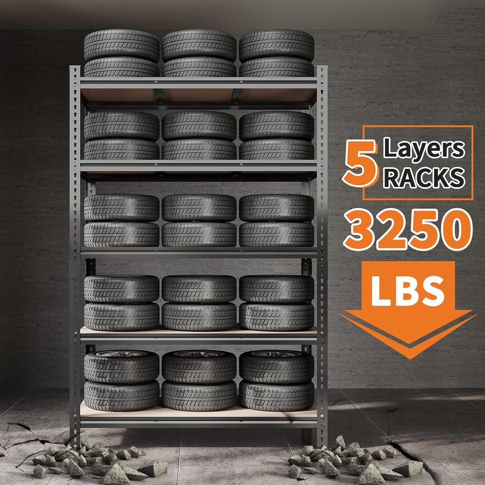 GarveeLife Heavy Duty Adjustable Metal Storage Rack - 5-Tier Utility Shelving...