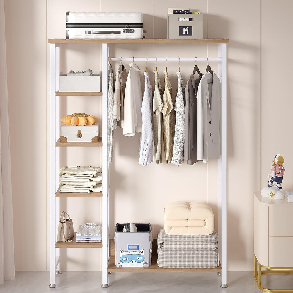 VECELO Open Garment Clothing Rack, Free-Standing Heavy Duty Storage Closet wi...