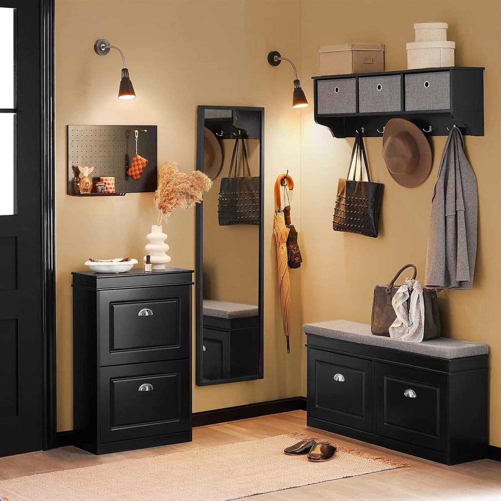 SoBuy Small Shoe Cabinet, Slim Shoe Rack 2 Flip-Drawers, Thin Shoe Storage Cu...
