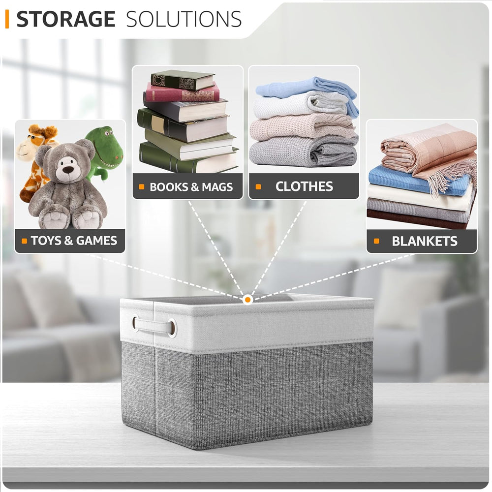 Sorbus Storage Baskets for Shelves, Foldable Organizer (Gray White, 6 Pack)