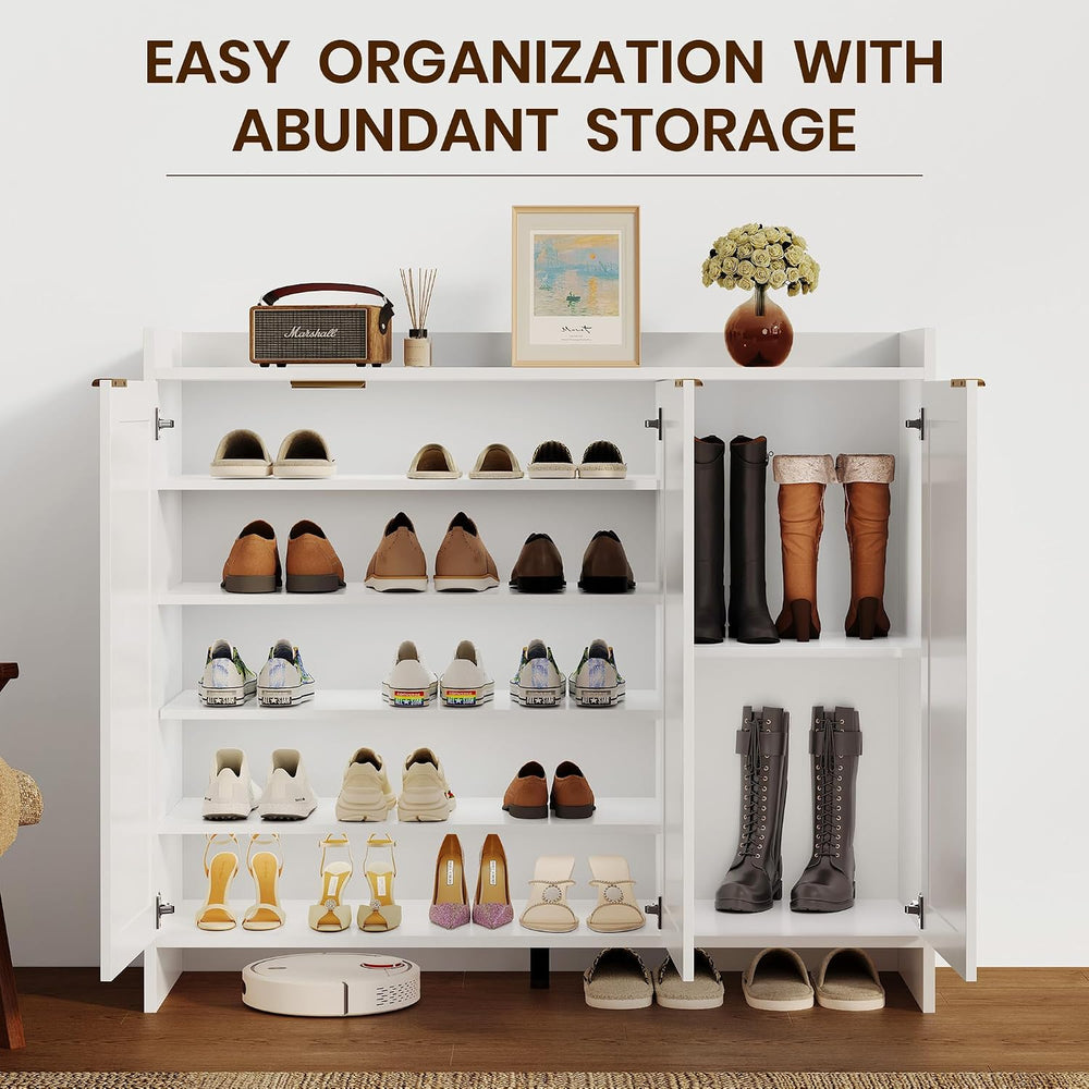 Shoe Cabinet, 41" Tall Rattan Shoe Storage Organizer Cabinet, Adjustable...
