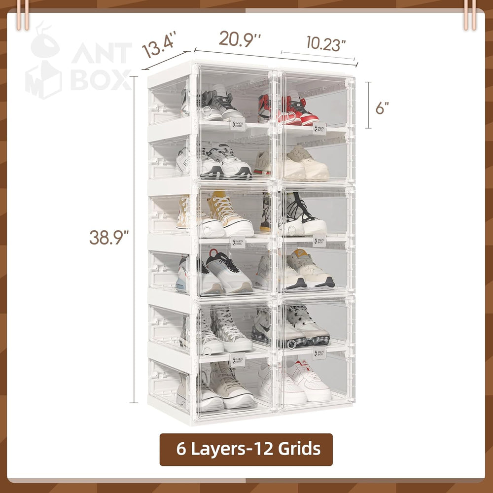 ANTBOX Foldable Shoe Rack,Shoe Organizers for Closet Plastic Shoe Storage Box...