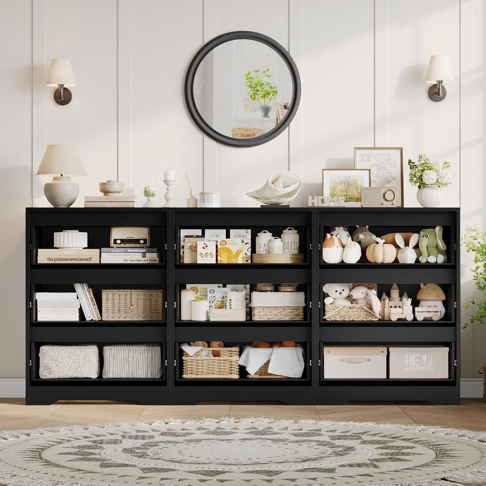 HOSTACK Modern 3 Drawers Dresser, Wood Chest of Drawers with Storage, Black