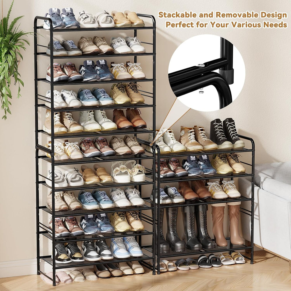 Shoe Rack 5 Tier 27" Heavy Duty Metal Mesh Closet Shoe Organizer, Black
