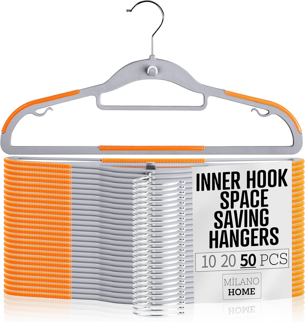 Plastic Hangers 50 Pack, Cascading Slim Space Saving Clothing Hangers with 36...