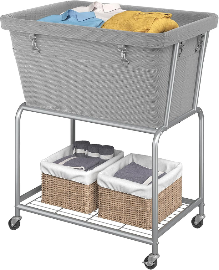 ELYKEN Rolling Laundry Hamper with Wheels, Removable Bag, Laundry Cart