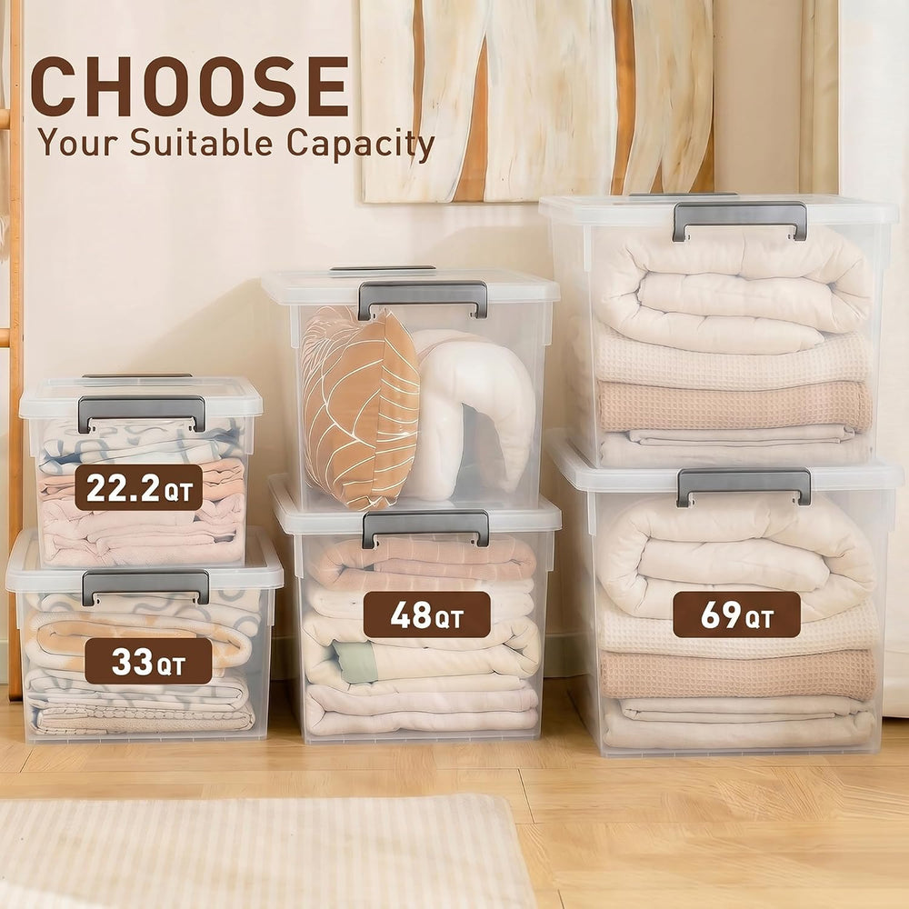 Citylife 33 Qt Ultra-Thick Plastic Clear Storage Bins with Lids, 4-Pack