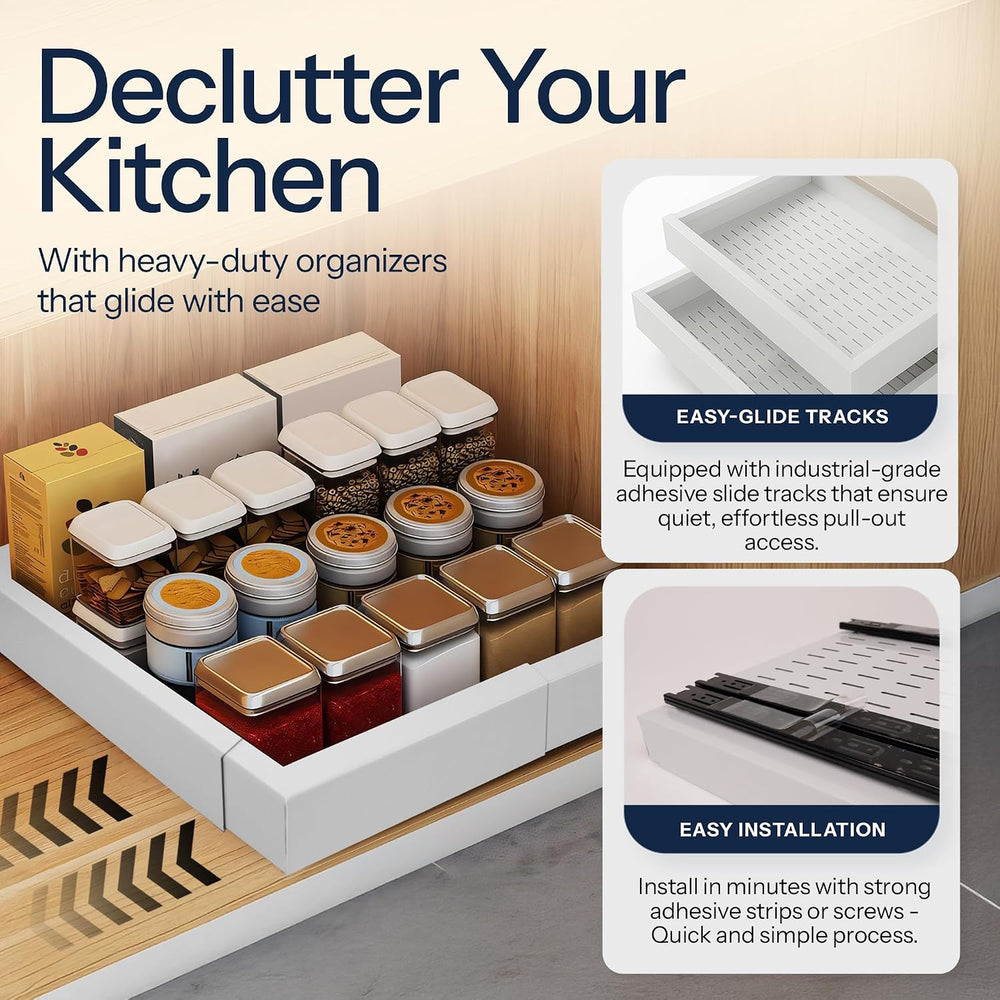 Heavy Duty Single Pull Out Cabinet Organizer for Kitchen Drawer or Shelf – Ex...