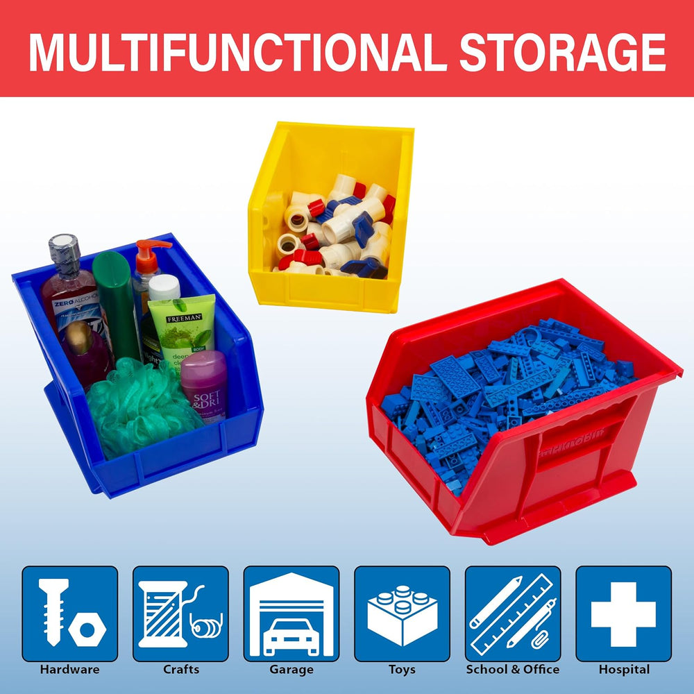 Akro-Mils 30239 AkroBins Plastic Storage Bins, 11"x8"x7", Red,...
