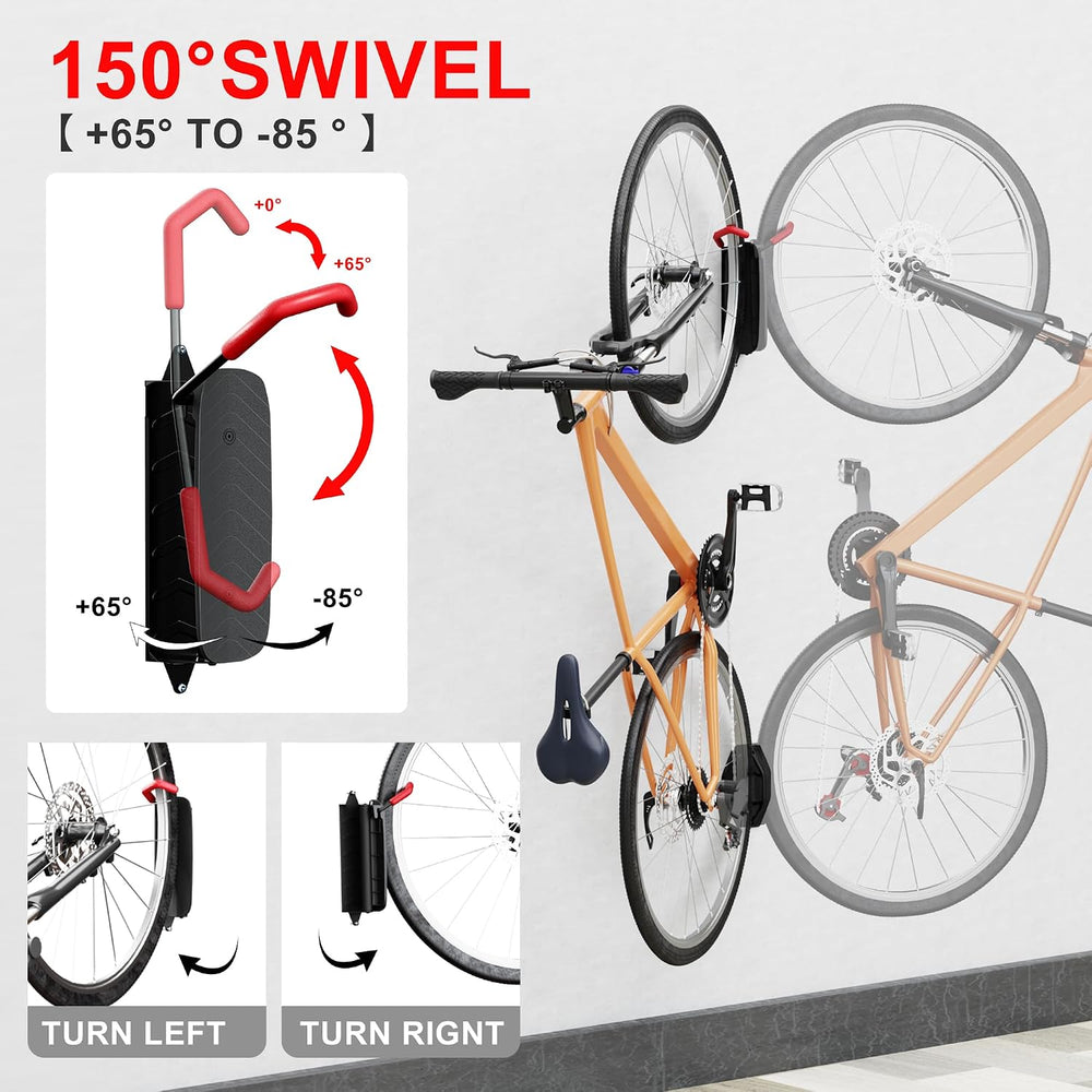 Hromee Bike Rack Wall Mount, Swivel Bike Storage Rack for Garage, Space-Savin...