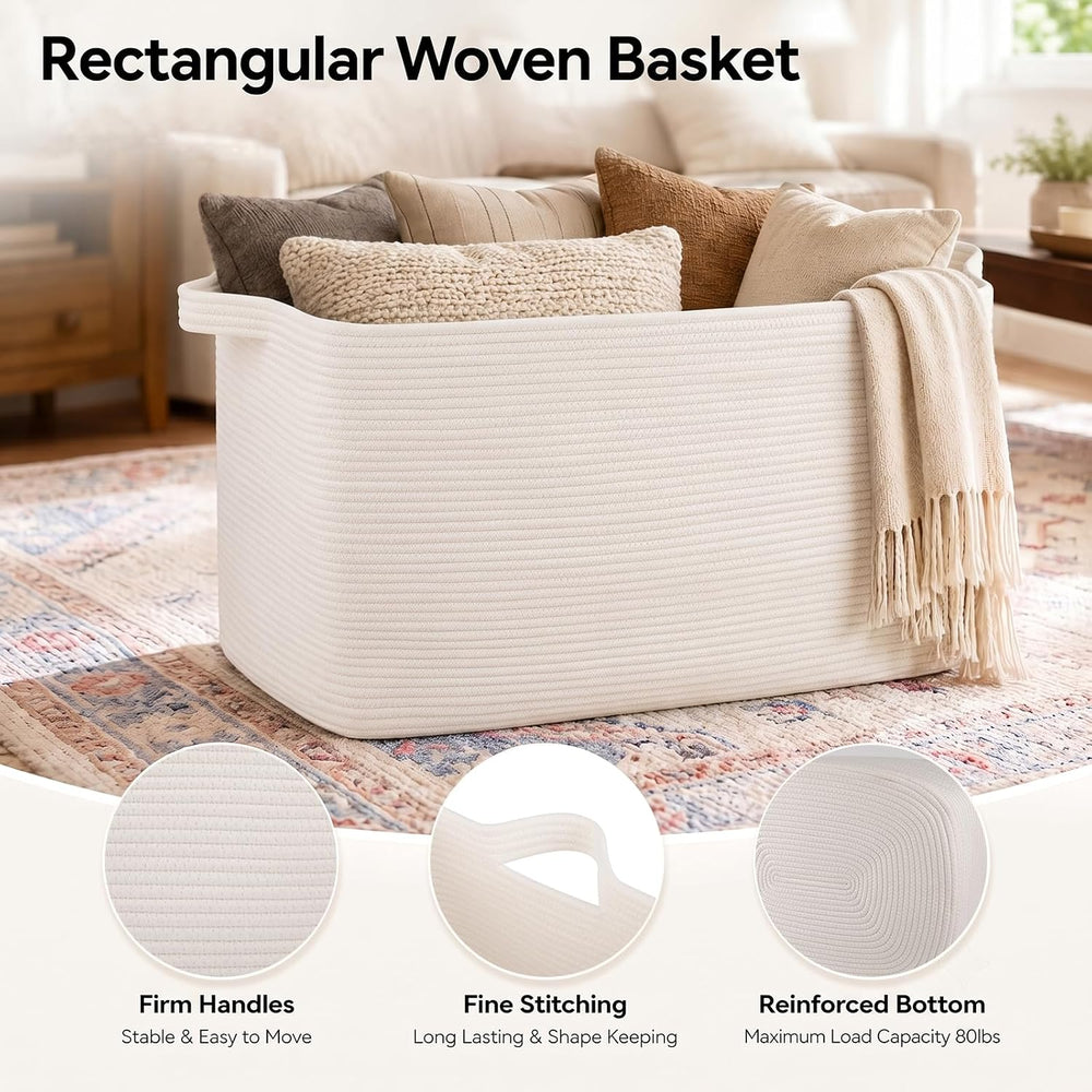OIASKET 108L Extra Large Blanket Basket Living Room, 24.8" x 16.2" ...