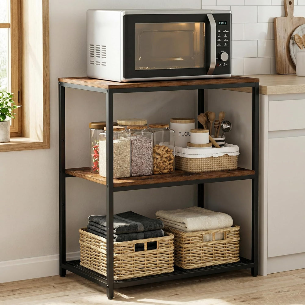 Homleke Kitchen Island with 3 Shelves, Workbench, Microwave Stand