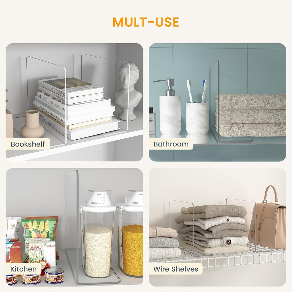 OKPOW Shelf Dividers for Closet Organizer: 12 Inch Tall Acrylic Clear Closets...
