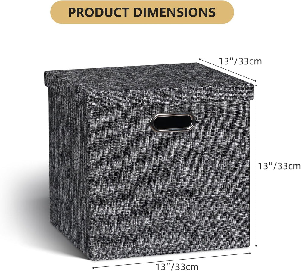 Posprica Storage Bins with Lids,13×13×13 Foldable Storage Cube Baskets Boxes ...