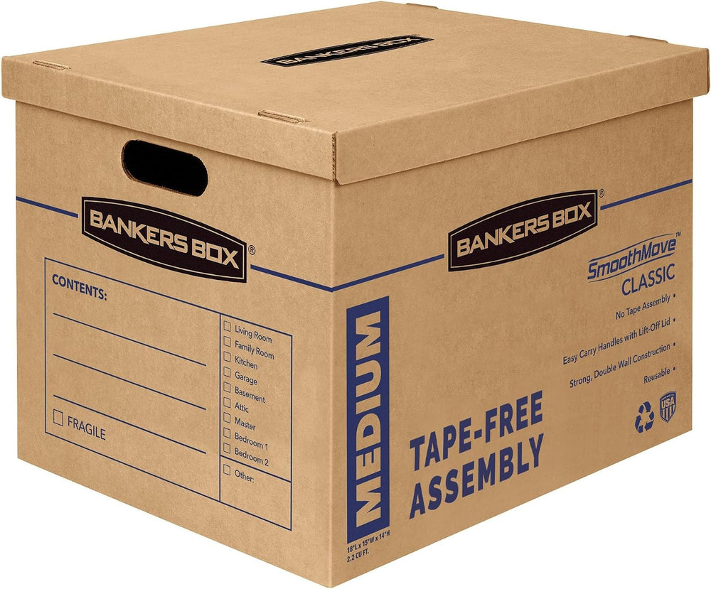 Bankers Box 8-Pack Medium Classic Moving Boxes with Reinforced Handles