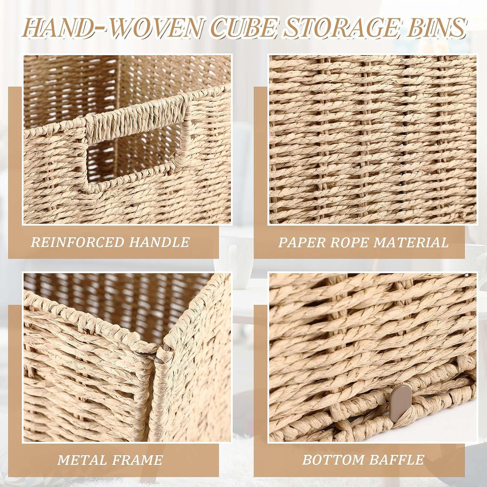 Vesici 12 Pcs Wicker Baskets for Organizing Wicker Storage Cube Storage Beige...