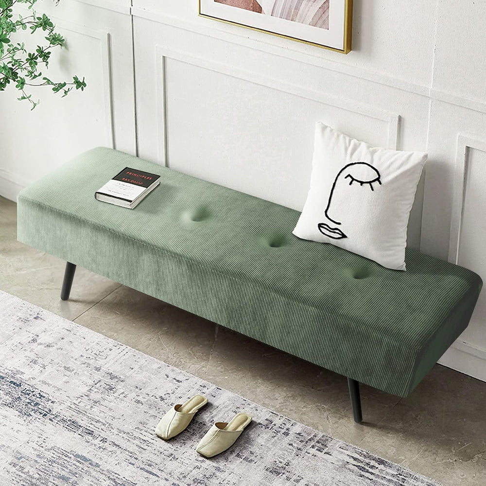 Comfy to go Entryway Bench - Green Bench for Bedroom, Modern Ottoman End of B...