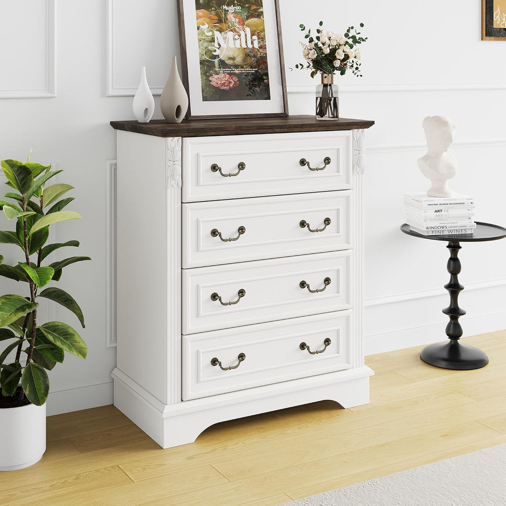 BOSHIRO Farmhouse 4 Drawer Dressers for Bedroom