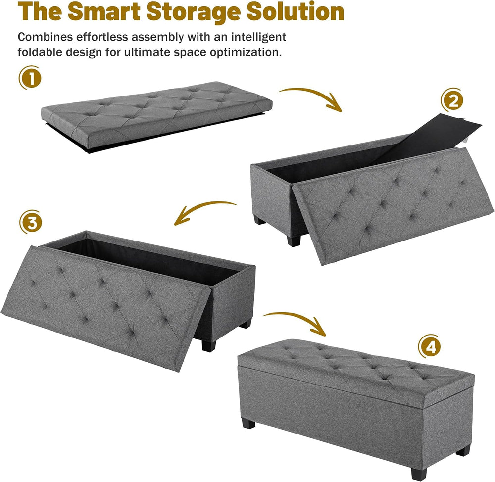 DUMOS Storage Ottoman Bench, 43.3 Inch End of Bed Bench for Living Room
