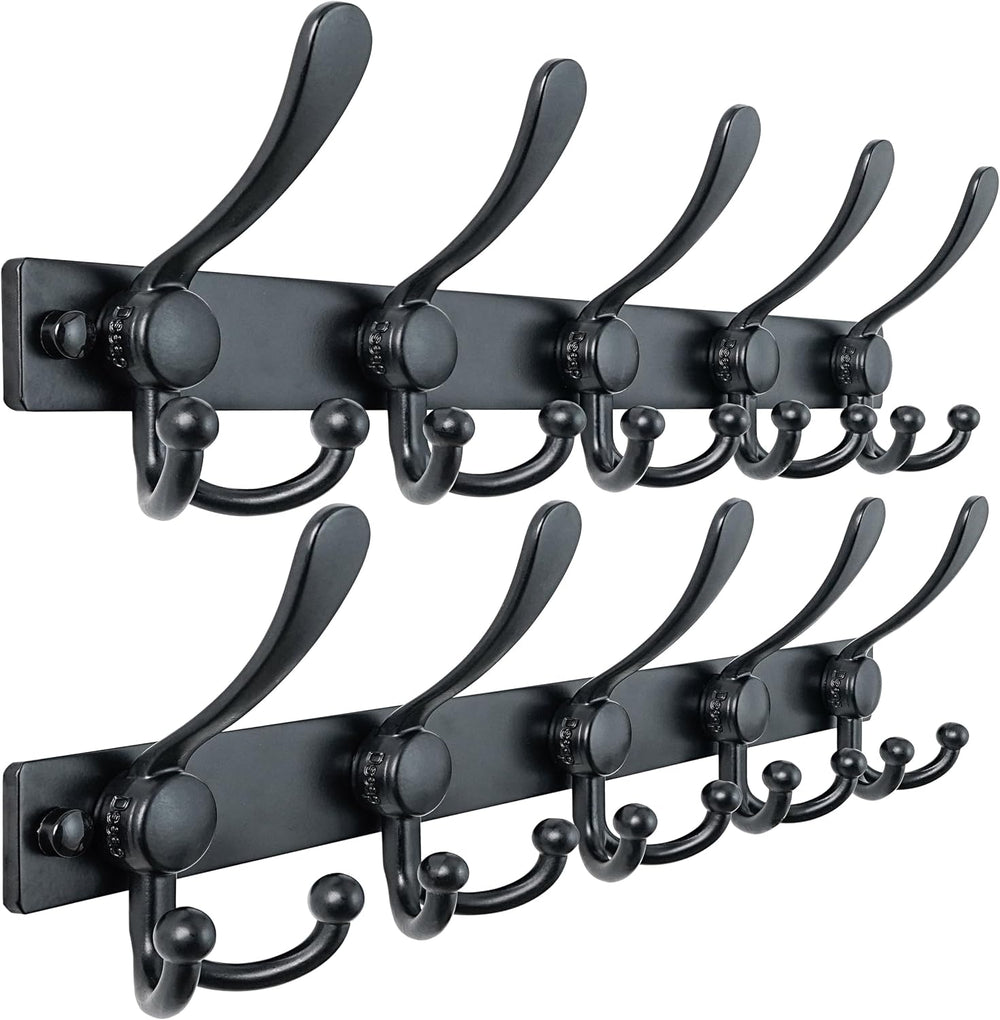Dseap Coat Rack Wall Mount, Heavy Duty 12-Gauge Base vs Flimsy 1mm, Double-Th...