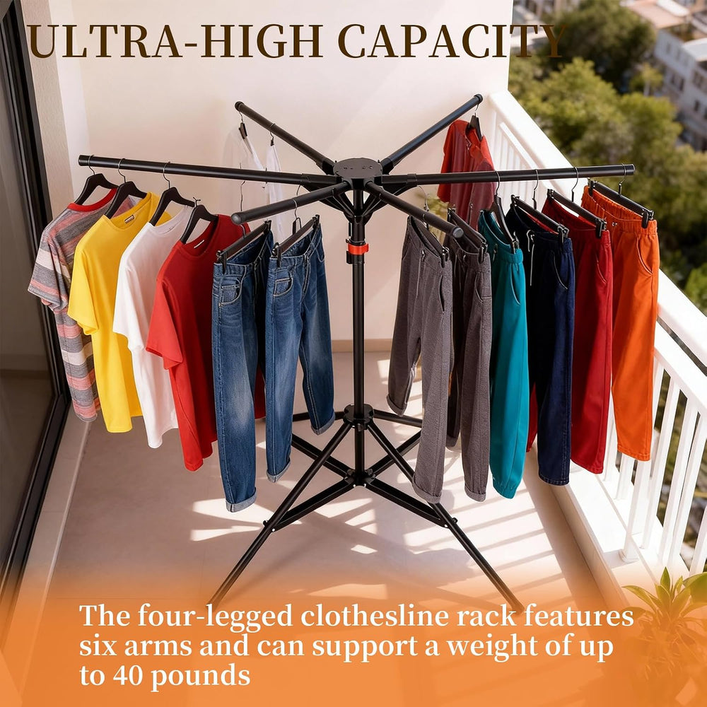 4-Leg Clothes Drying Rack with 6 Adjustable Poles for Indoor/Outdoorr,Clothin...