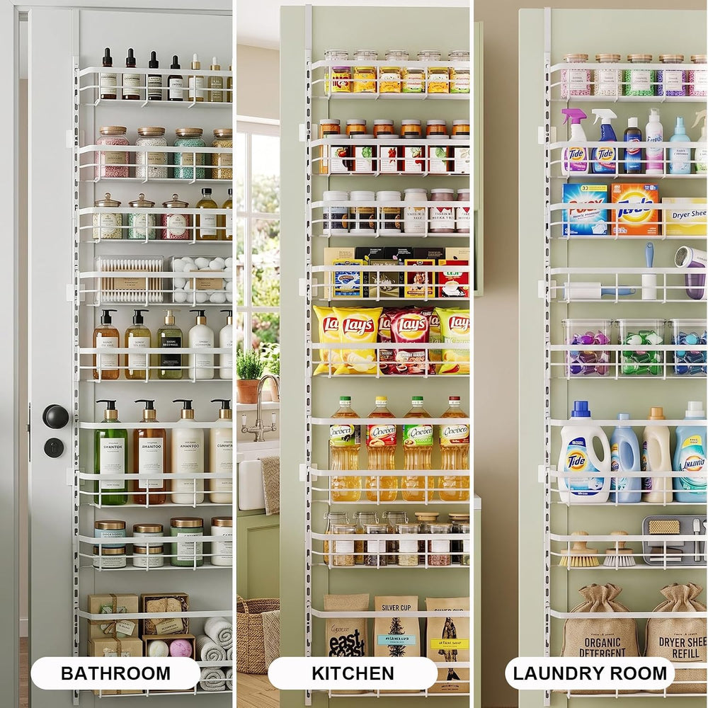 Over The Door Pantry Organizer, 8 Tier Adjustable Pantry Door Organization an...
