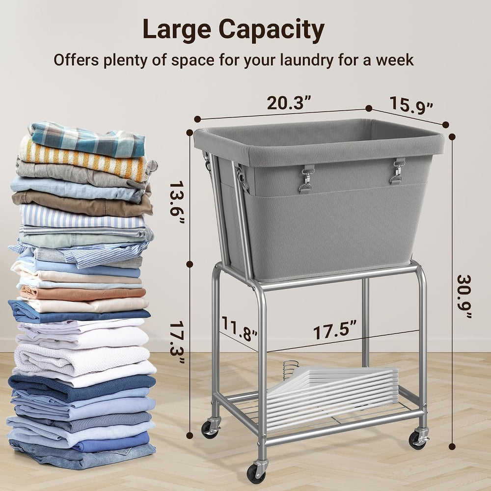 ELYKEN Rolling Laundry Hamper with Wheels, Removable Bag, Laundry Cart