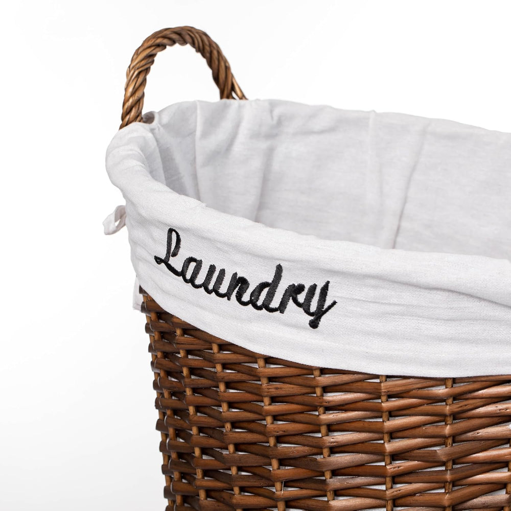 Handwoven Laundry Basket with Liner & Handles - Boho Decorative Storage H...