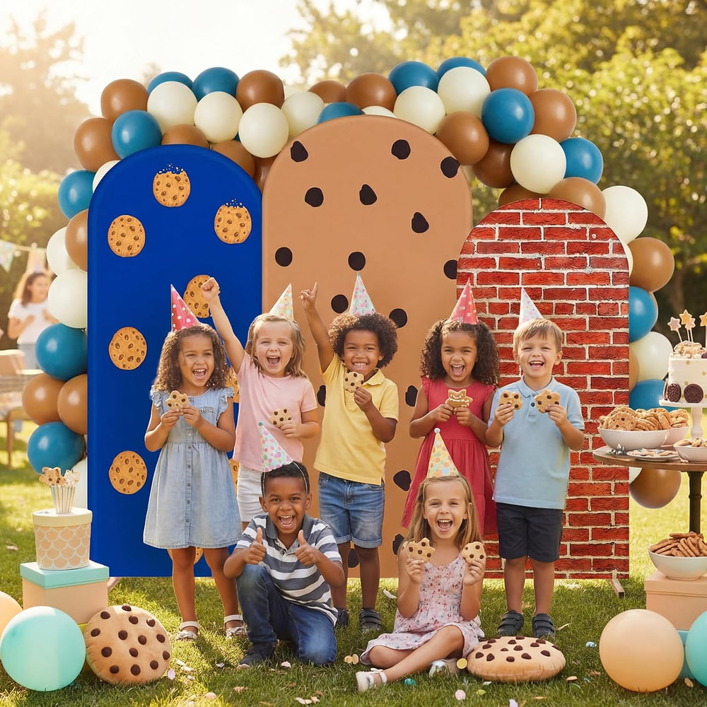Moukeren 3 Pcs Cookie Arch Cover 4ft 5ft 6ft Spandex Backdrop Stand Decor