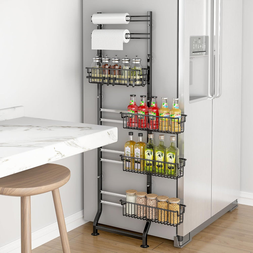 BUKFEN 6-Tier Slim Corner Shelf, Spice Rack Narrow Storage Next to Fridge
