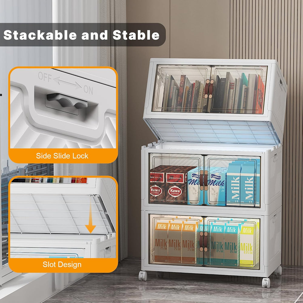 UAMFURI Stackable Storage Bins with Lid, 156QT Plastic Cabinet with Wheels