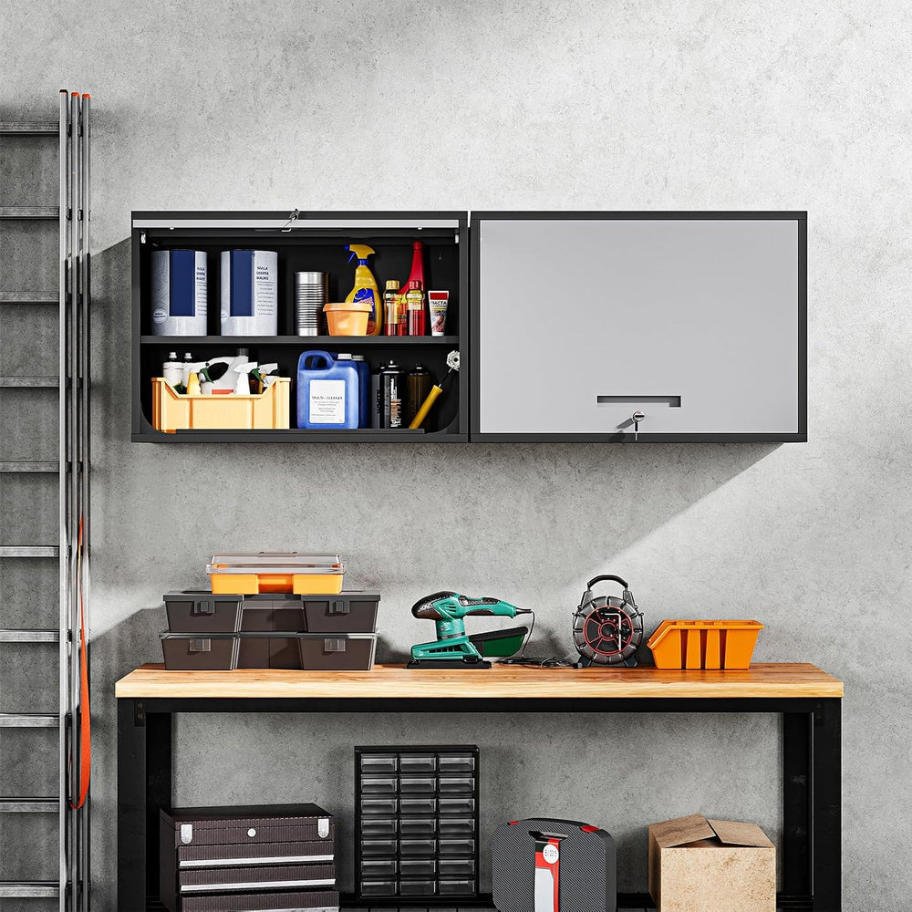 Yizosh Metal Wall Cabinet with Doors and Shelves, Wall Mounted Storage Cabine...