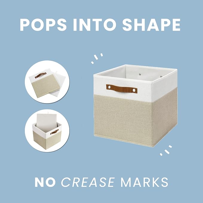 OrganiHaus 13x13 Cube Fabric Storage Bins Set of 4, Fabric Storage Cubes w/