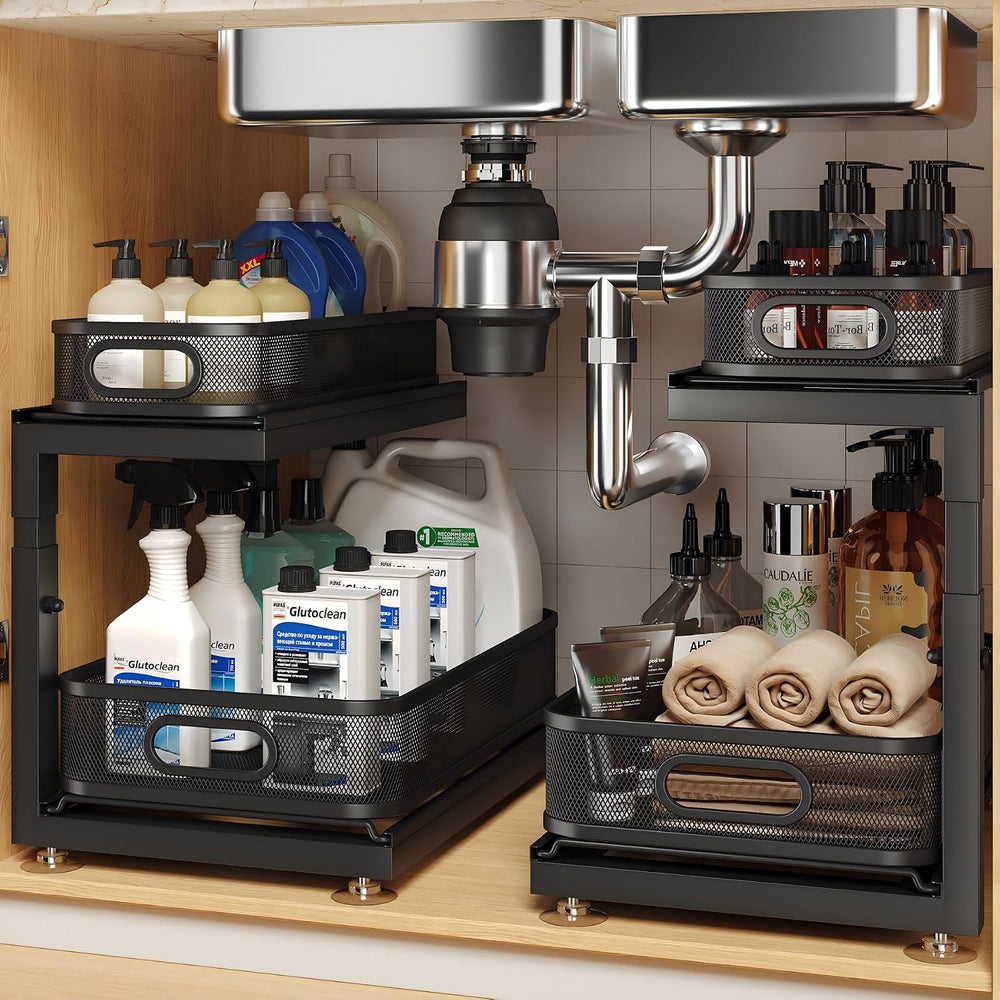 2-Pack Under Sink Storage Organizer with 2-Tier Slide Out Drawer, Sophisticat...