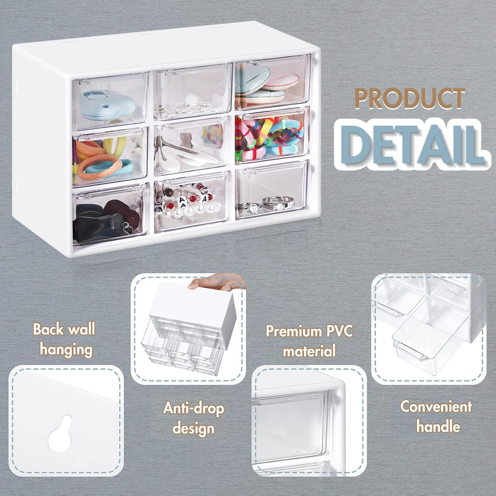 Rtteri 9 Pieces Mini Drawer Organizer Plastic Desktop Storage Box, White