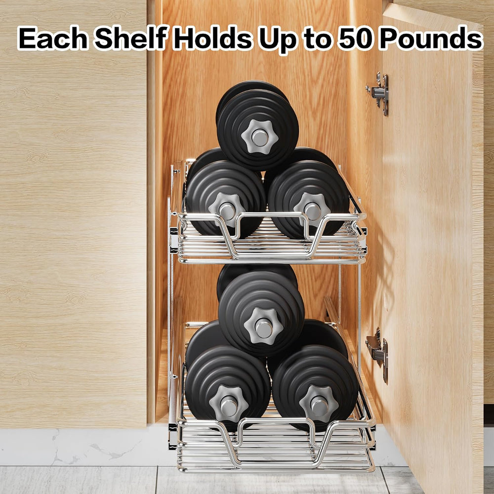 2-Tier Kitchen Cabinet,Pull Out Cabinet Organizer,Shelf and Drawer Organizer ...