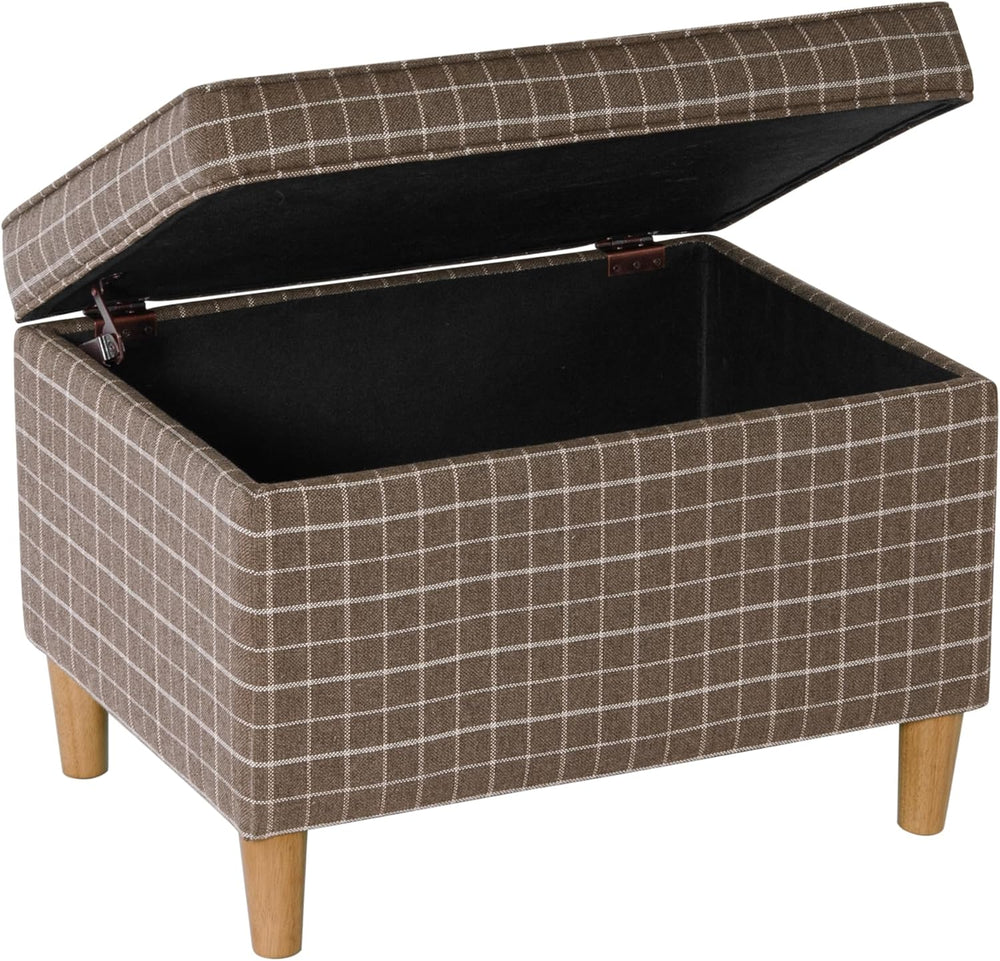 Spatial Order 24" Dinah Collection Storage Ottoman - Brown Windowpane Fa...