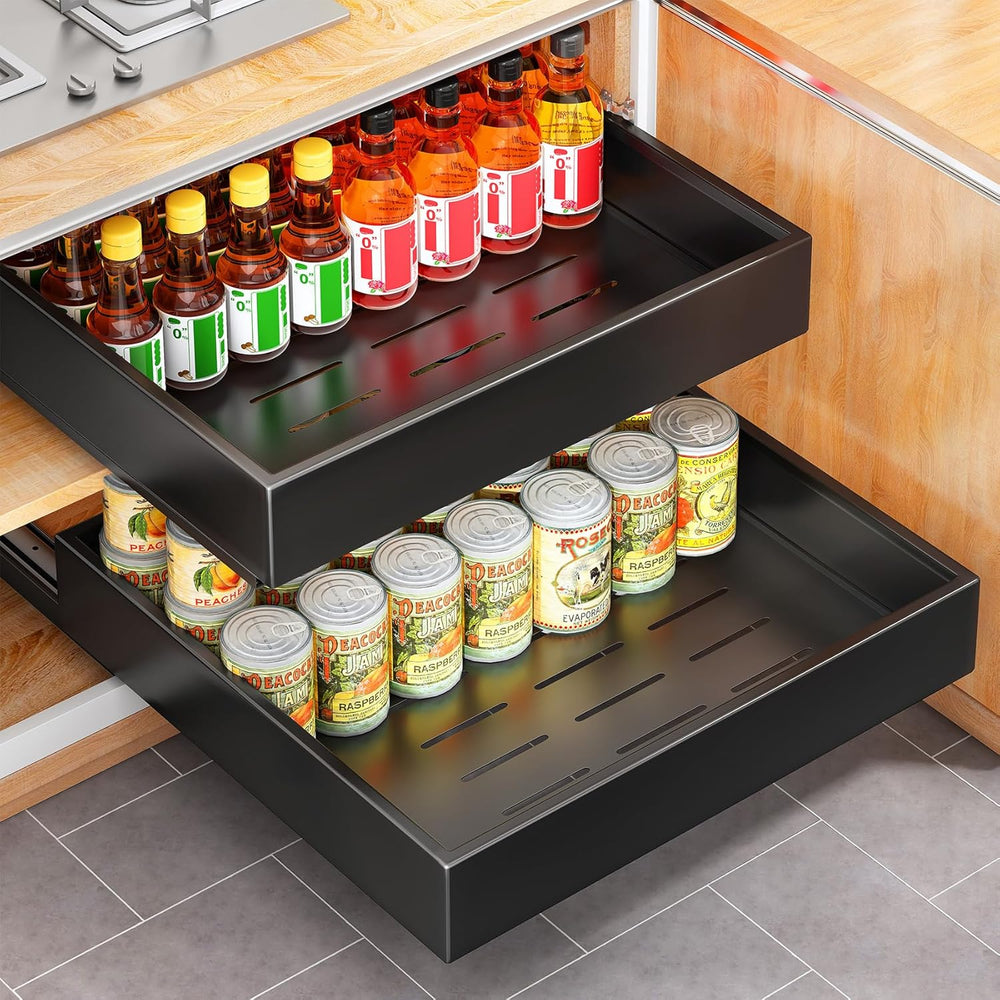 2Pack Pull out Cabinet Organizer, 21"Deep, 20"Wide Full-extension H...