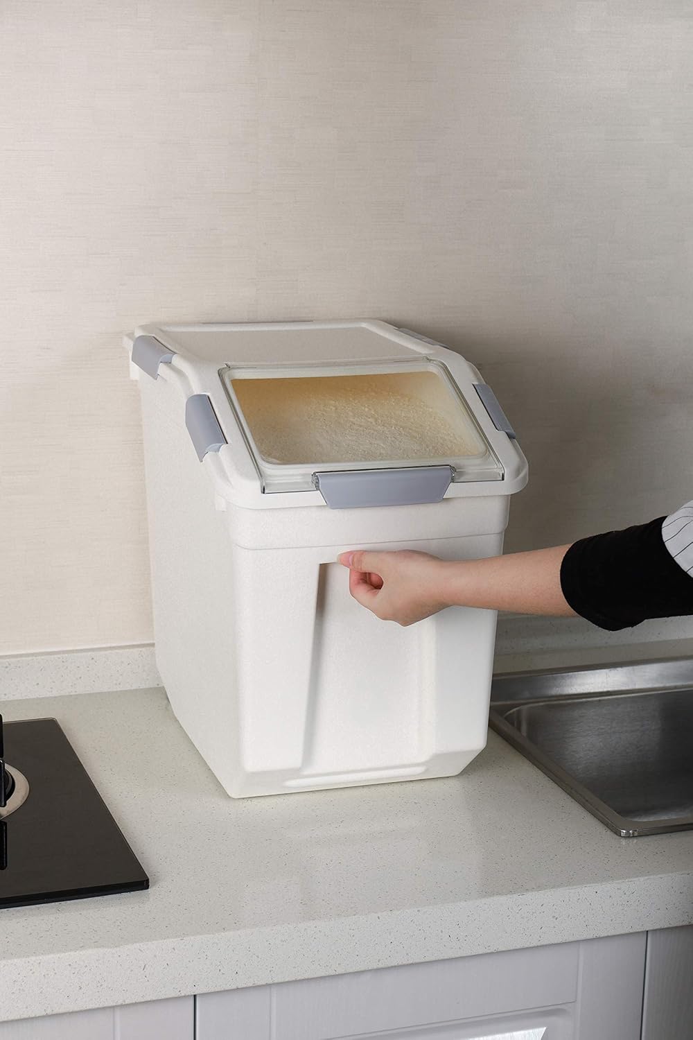 EonTone [2-Pack] 30 lbs Flour Storage Container, 25L Airtight Food Bin with W...