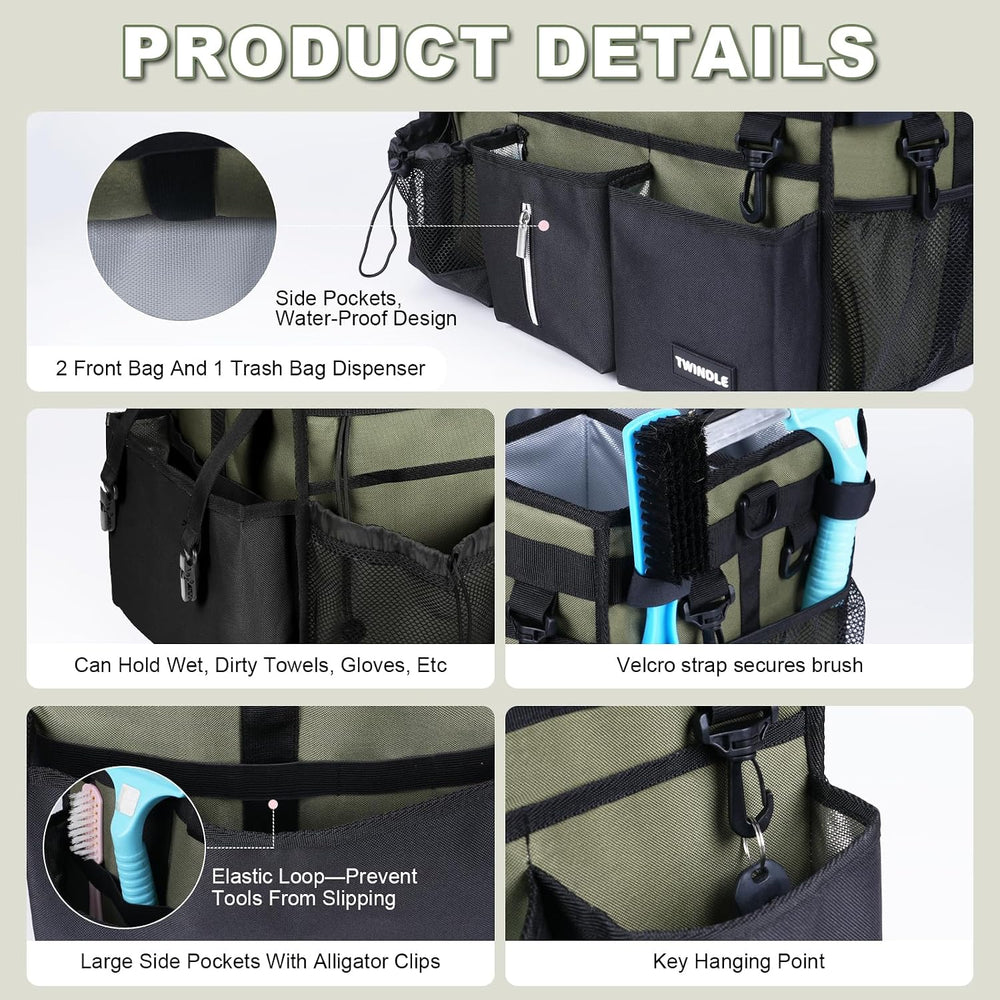 Extra Large Cleaning Caddy Bag with Built-In Support Board, Cleaning Tote Org...