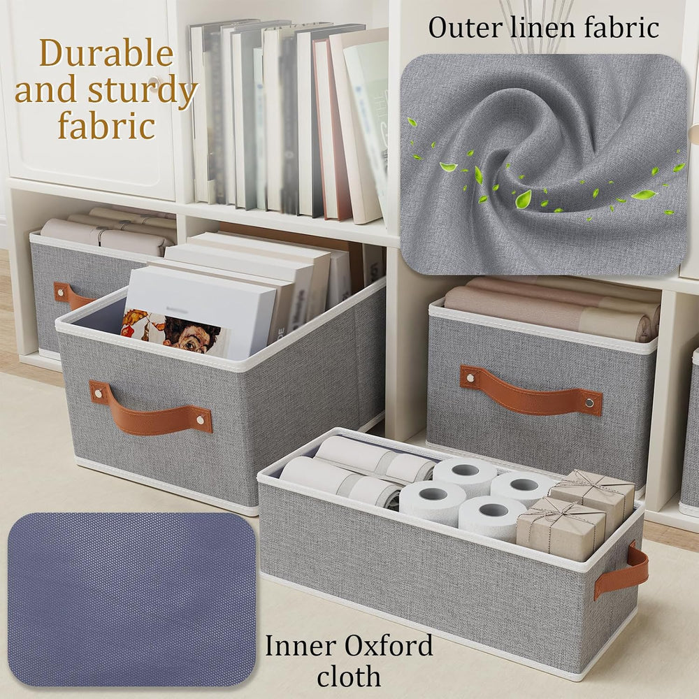 OUTBROS 6 Pack Storage Bins, Drawer Organizers, Grey,15x6.1x5.1 inch