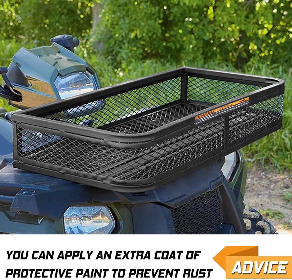 ORCISH Heavy Duty ATV Front Cargo Basket, Steel Mesh Rack with Mounting Kit