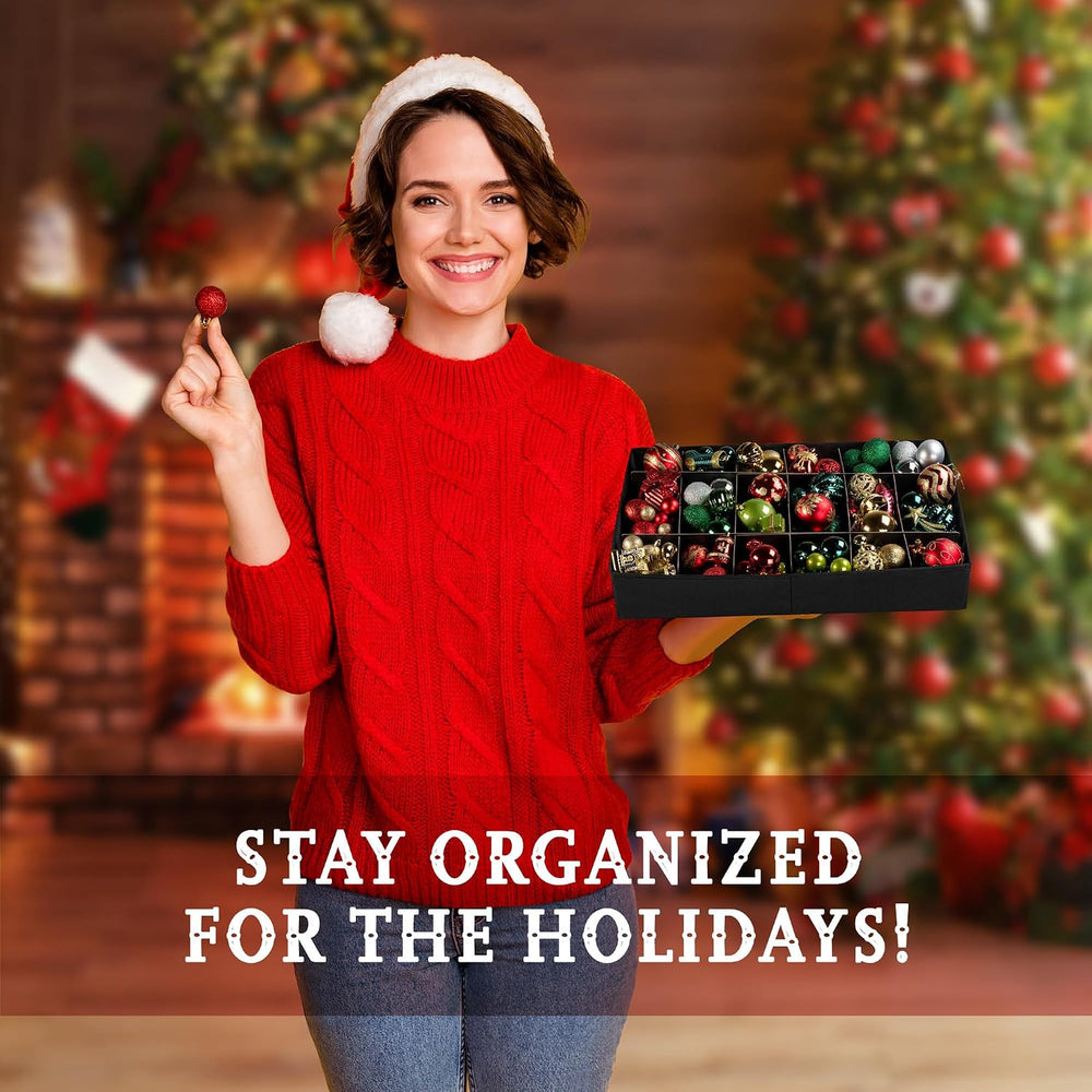 HOLDN’ STORAGE Christmas Ornament Storage Box with Dividers, Holds Up to 72 O...