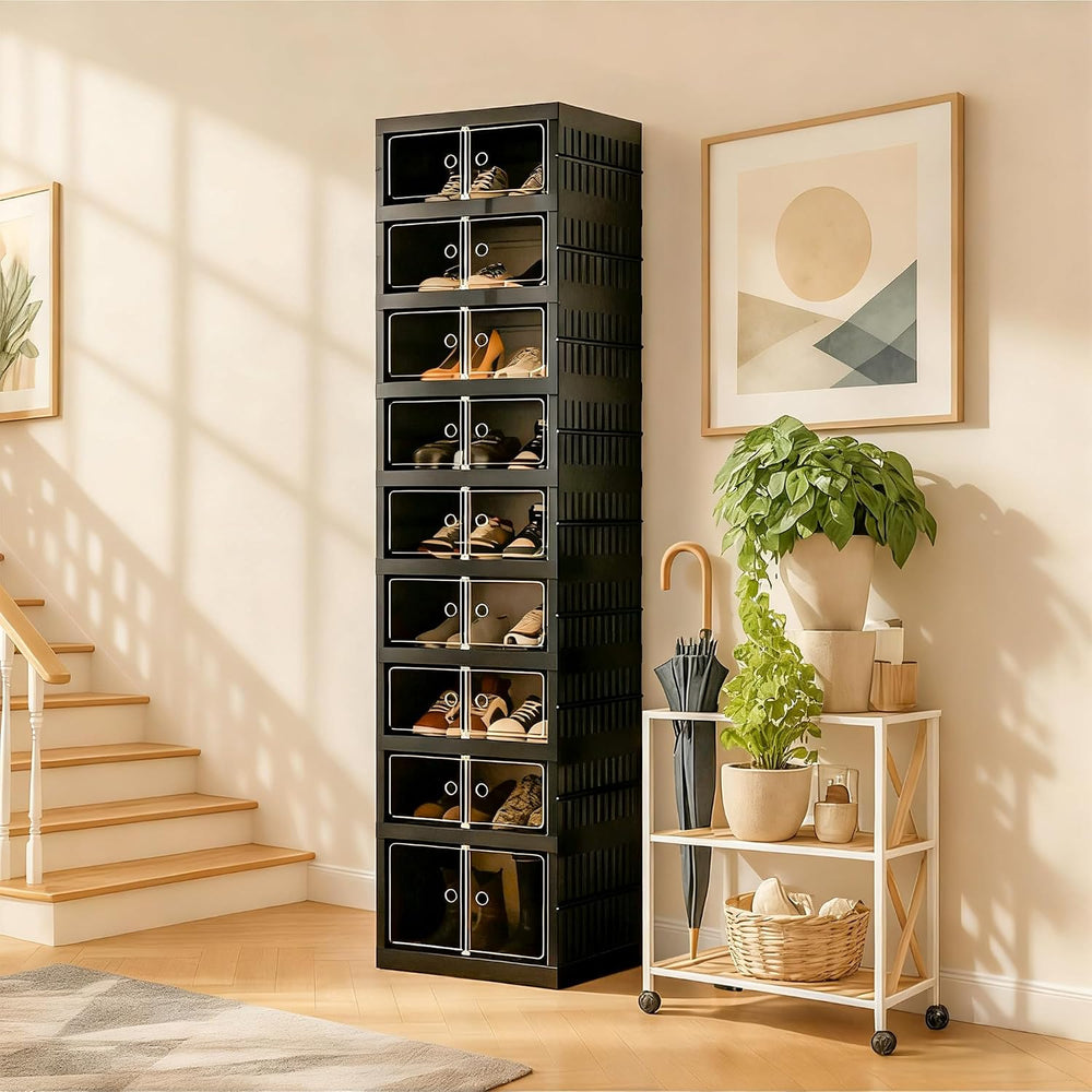 Foldable Shoe Organizer Storage Box, Portable Extra Large Folding Shoe Rack f...